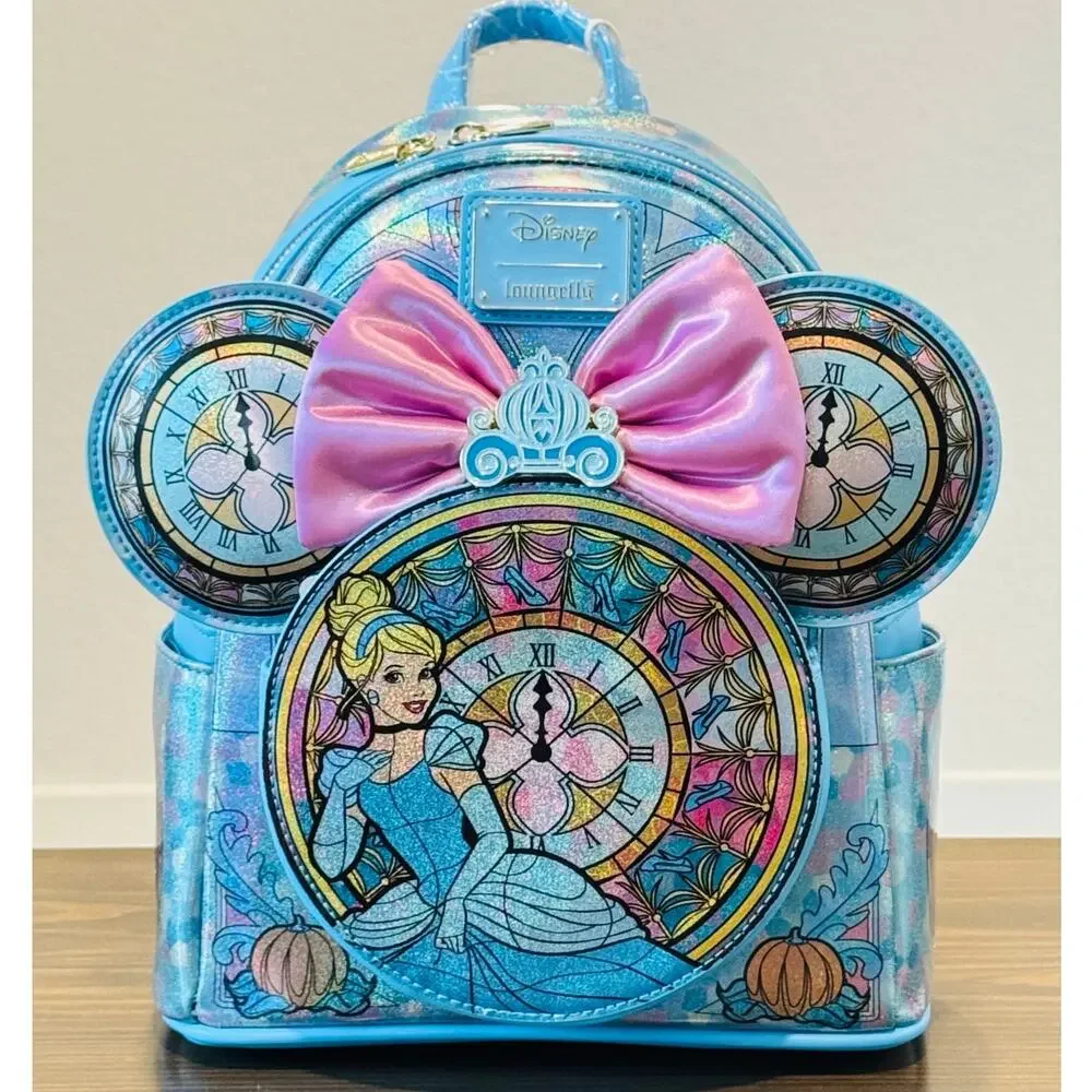 Loungefly Disney Princess Cinderella Stained Glass Mini Backpack & Ears Set NWT